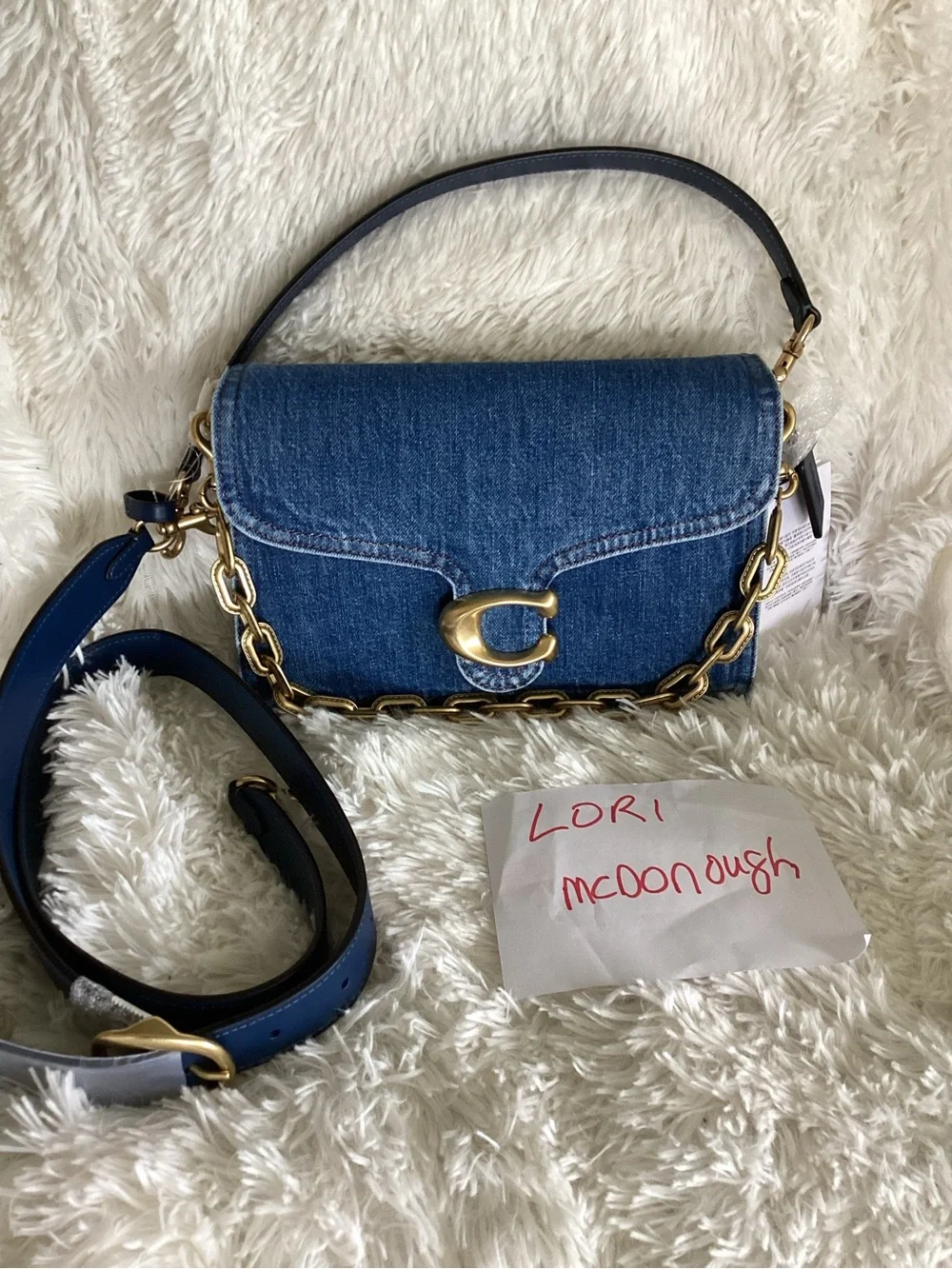 Coach Washed Denim Chain Tabby deep